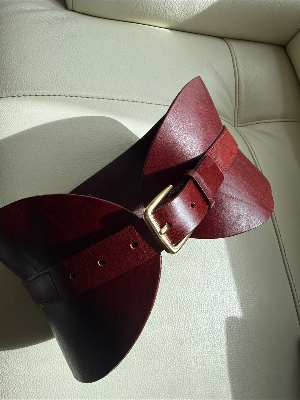 Zara Leather Sash Belt in dark red/Burgundy
